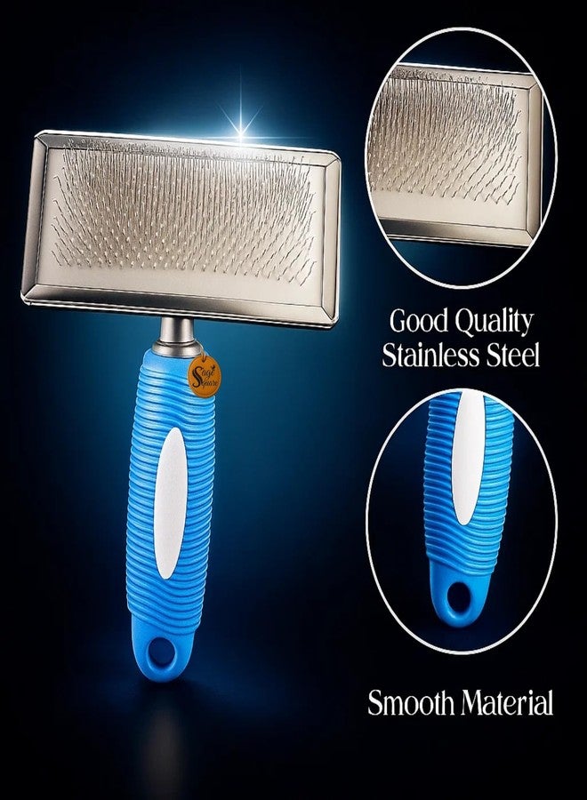 سايج سكوير مشط سيج سكوير المعدني لإزالة الشعر الزائد للكلاب والقطط، مقاس 16 سم | مزيل شعر الحيوانات الأليفة من الفولاذ المقاوم للصدأ بمقبض ناعم | يفك التشابك ويزيل العقد ويقلل من تساقط الشعر | أداة عناية مناسبة لجميع السلالات وأنواع الفراء - Image 5